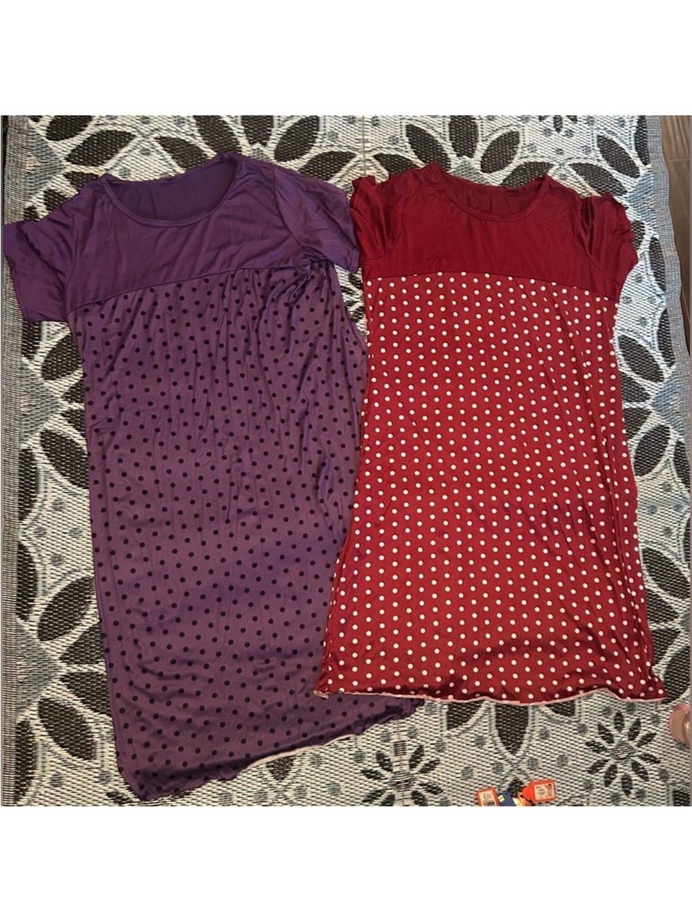 Set of five sleep❤️ 1 Black, 2 red & 2 purple Polka Dot Short Sleeve Sleep shirt